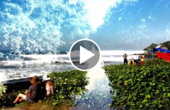 Heavy 8 Foot Swell Keramas in Bali April 19th 2019 with Original Fingerstyle Guitar by Ylia Callan