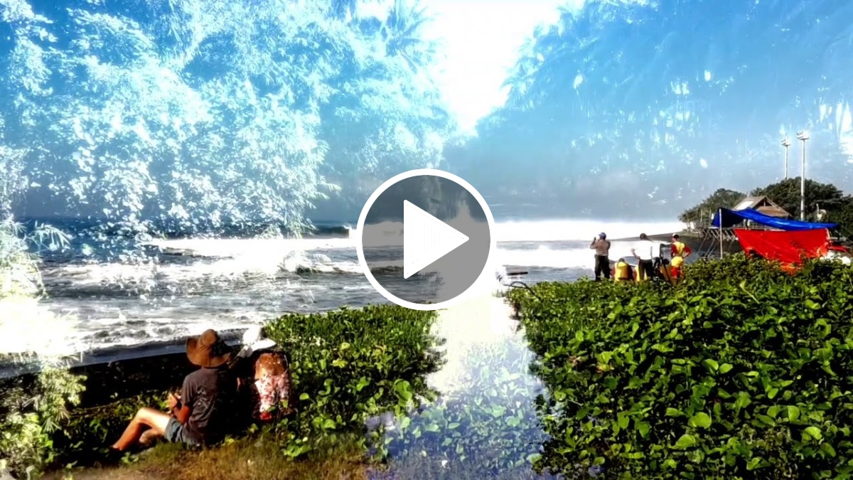 Heavy 8 Foot Swell Keramas in Bali April 19th 2019 with Original Fingerstyle Guitar by Ylia Callan